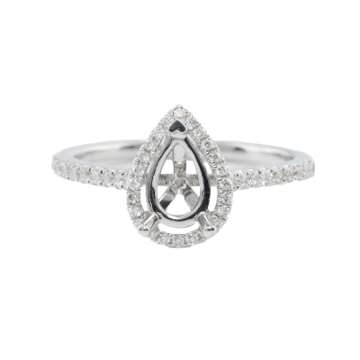18ct White Gold Ring Semi Mount with Diamonds