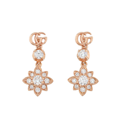 Gucci Flora GG Drop Diamond Earrings