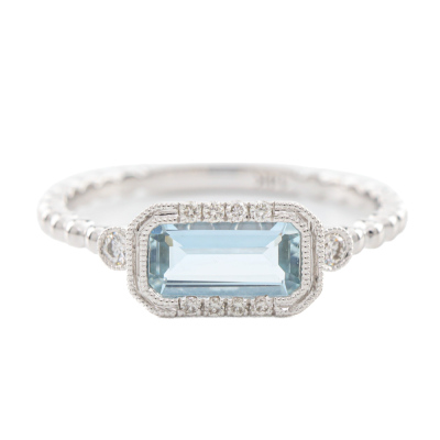 0.63ct Aquamarine and Diamond Ring