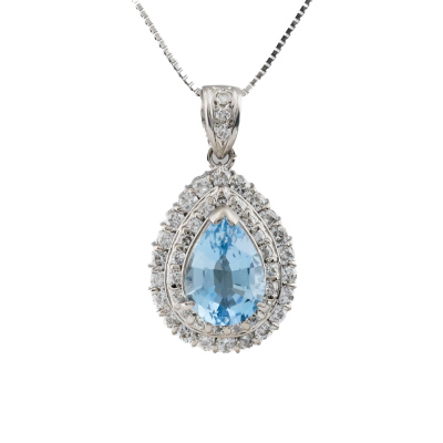 1.65ct Aquamarine and Diamond Pendant