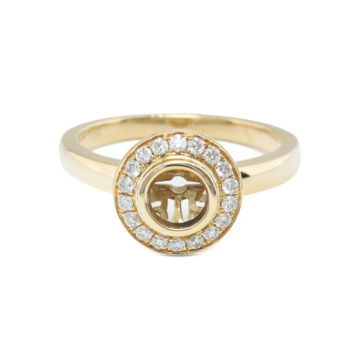 18ct Yellow Gold Ring Semi Mount with Diamond
