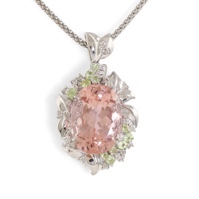 12.70ct Morganite and Diamond Pendant