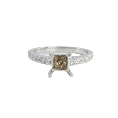 18ct White Gold Semi Mount Ring with Diamonds