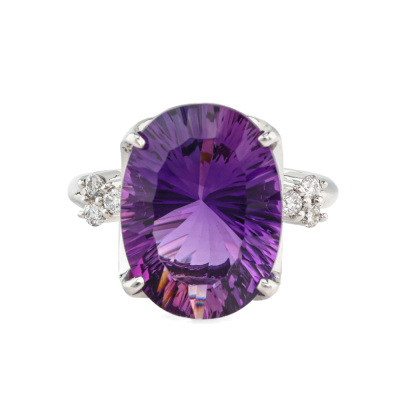 7.74ct Amethyst and Diamond Ring