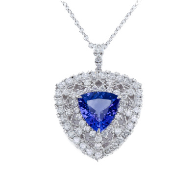 1.31ct Tanzanite and Diamond Pendant