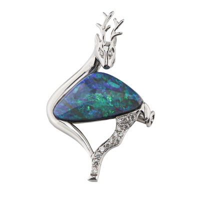 5.12ct Boulder Opal & Diamond brooch/Pendant