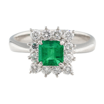 0.72ct Emerald and Diamond Ring