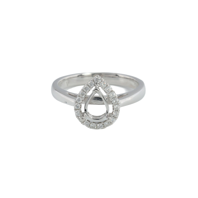 18ct White Gold Semi Mount Ring with Diamonds