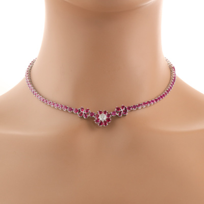 20.50ct Ruby and Diamond Necklace