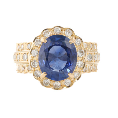 4.50ct Sri Lankan Sapphire & Diamond Ring GIA