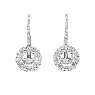 18ct White Gold Earrings Semi Mount