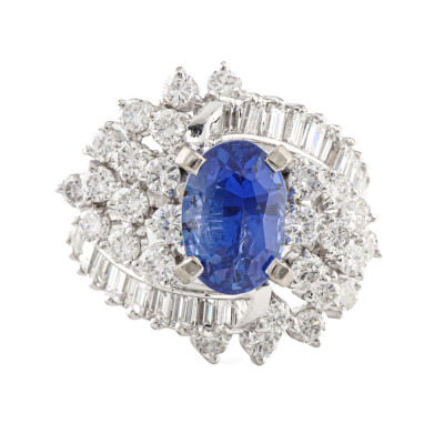 2.80ct Sapphire and Diamond Ring