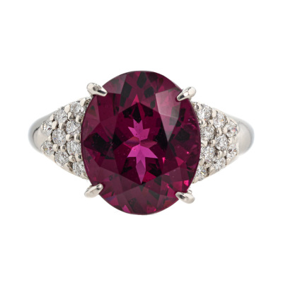 5.65ct Rhodolite Garnet and Diamond Ring