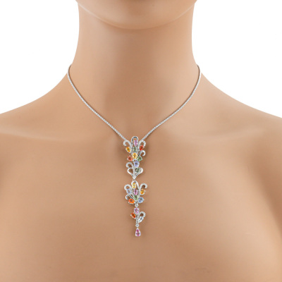6.63ct Multicolour Sapphire & Diamond Pendant