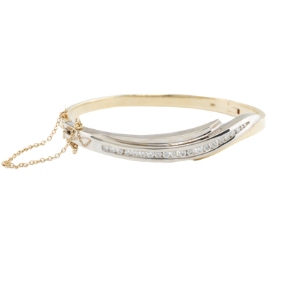 0.55ct Diamond Two-tone Hinged Bangle