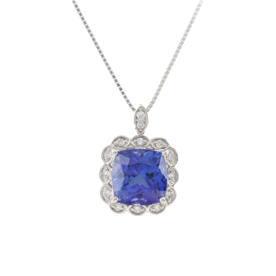 4.17ct Tanzanite and Diamond Pendant