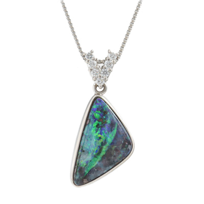 4.08ct Boulder Opal and Diamond Pendant