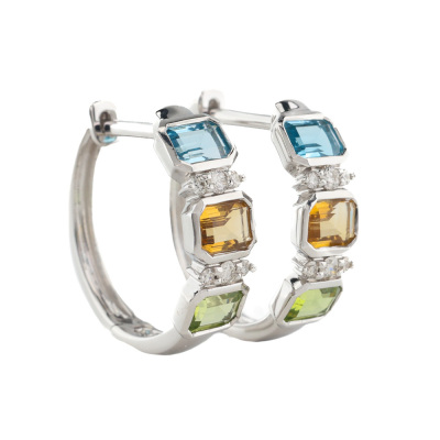 1.16ct Multi Gemstones and Diamond Earrings