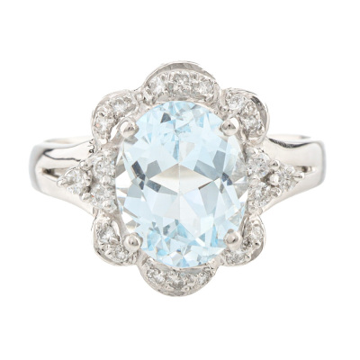 2.30ct Aquamarine and Diamond Ring