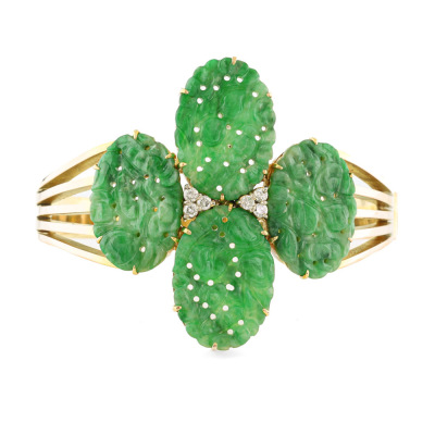 Jade and Diamond Bangle