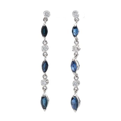 1.50ct Blue Sapphire and Diamond Earrings
