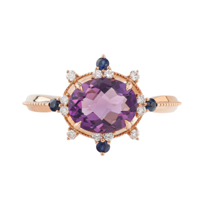 1.63ct Amethyst, Sapphire and Diamond Ring