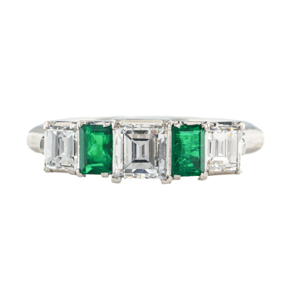 0.42ct Emerald and Diamond Ring