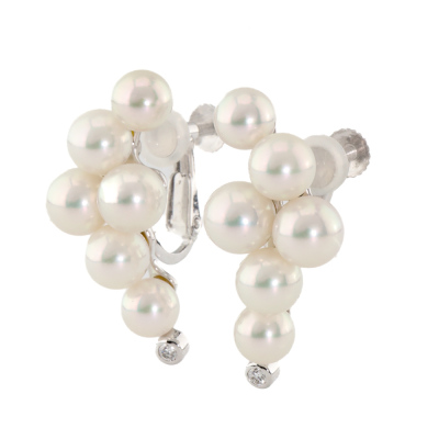 6.3-5.3mm Akoya Pearl and Diamond Earrings