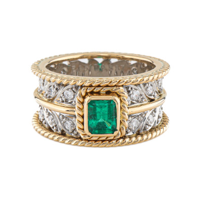 0.51ct Emerald and Diamond Ring