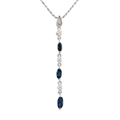 1.17ct Sapphire and Diamond Drop Pendant
