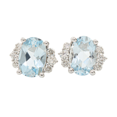 0.85ct Aquamarine and Diamond Earrings