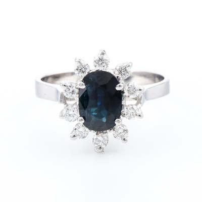1.15ct Blue Sapphire and Diamond Ring