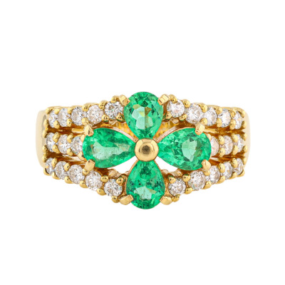 0.88ct Emerald and Diamond Ring
