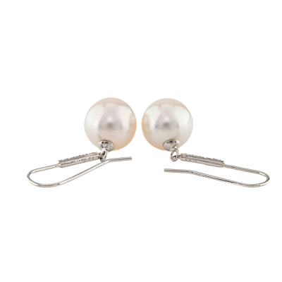 9mm Akoya Pearl & Diamond Drop Earrings