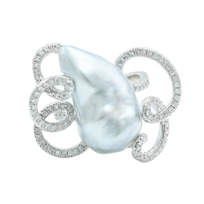 Baroque South Sea Pearl & Diamond Ring