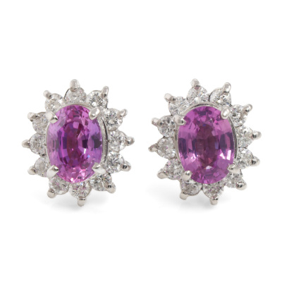 2.08ct Sapphire and 0.71ct Diamond Earrings