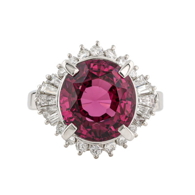 7.24ct Rhodolite Garnet and Diamond Ring