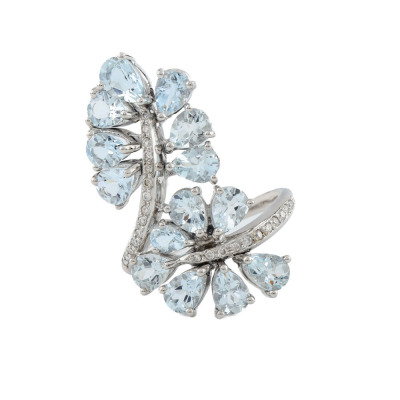 3.53ct Aquamarine and Diamond Ring