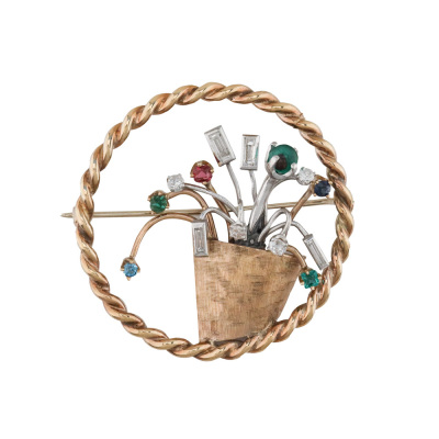 0.35ct Diamond Flower Pot Brooch