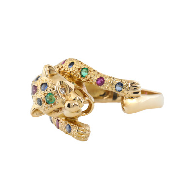 Ruby, Sapphire, Emerald & Diamond Jaguar Ring