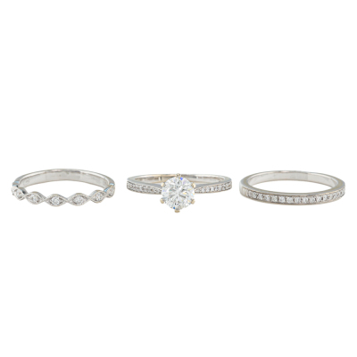 0.81ct Diamond Ring GIA E SI1 & 2 Ring Bands