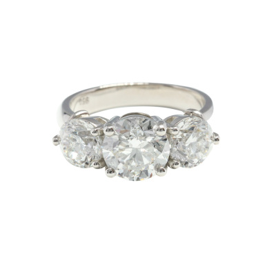 4.04ct Diamond Trilogy Ring GIA H SI2