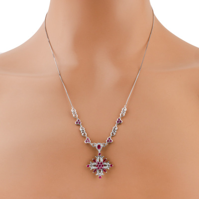 1.66ct Ruby and Diamond Detachable Necklace