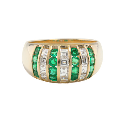 0.65ct Emerald and 0.64ct Diamond Ring