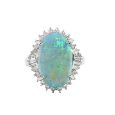 6.60ct Opal and 0.70ct Diamond Ring