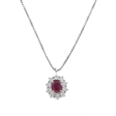 0.88ct Ruby and 0.43ct Diamond Pendant