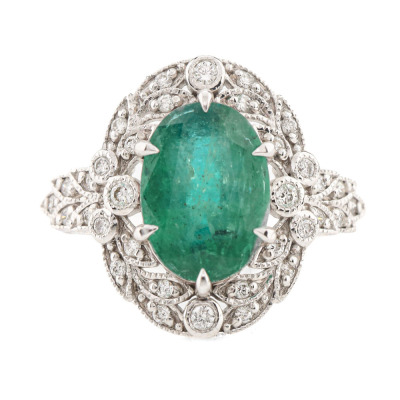 3.27ct Zambian Emerald & Diamond Ring GSL