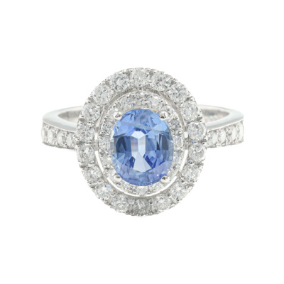 1.55ct Sri Lankan Sapphire & Diamond Ring GIA