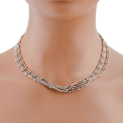 Two-tone Ball Chain Necklace, 9ct Gold 24.3g