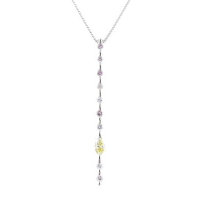 0.28ct Yellow, Pink & White Diamond Pendant